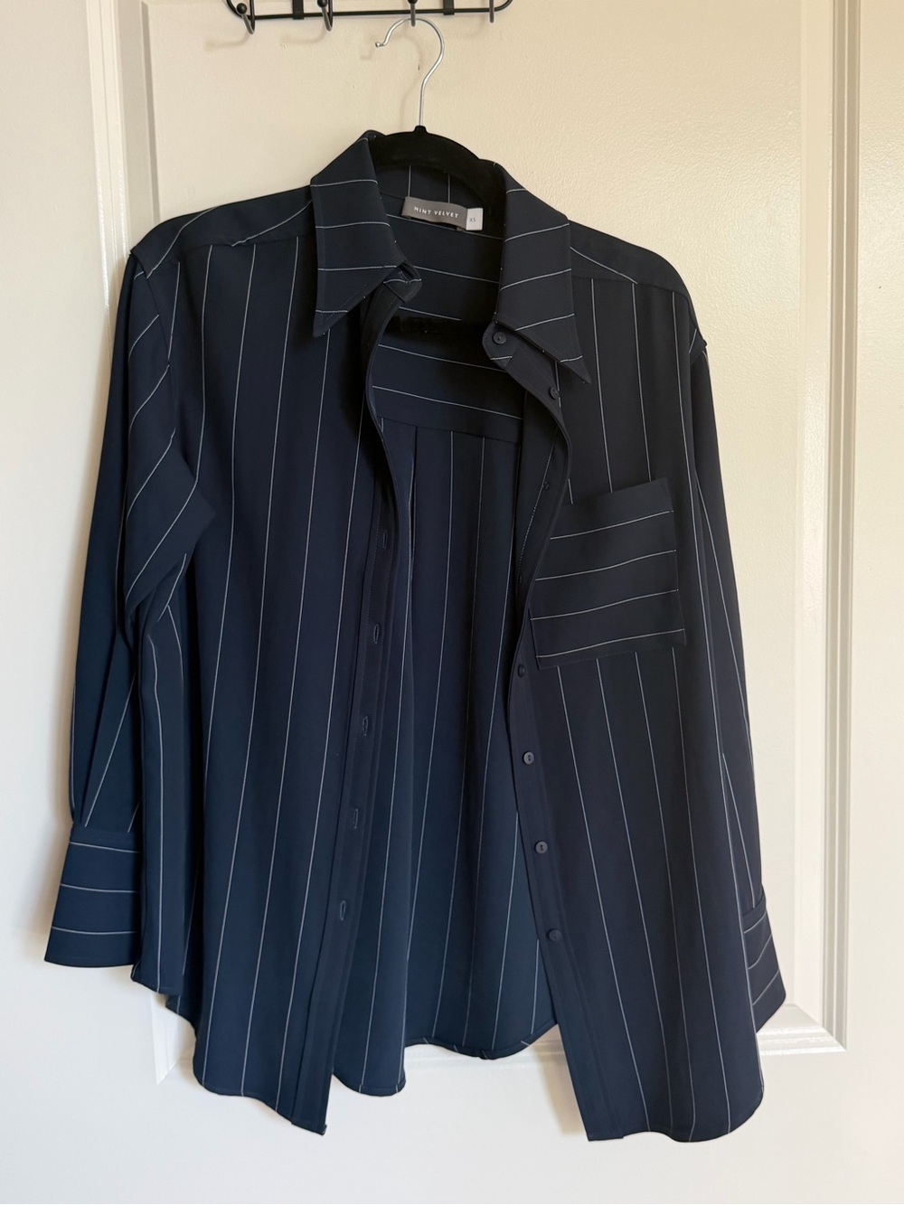 FULL SET  Navy Pinstripe Button-Down Shirt W/ pants